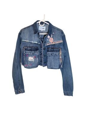 CUSTOM NWT Embroidered Western Denim Cargo Jacket, Size Large